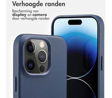 Accezz MagSafe Leather Backcover iPhone 14 Pro - Donkerblauw