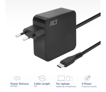 ACT USB-C laptoplader 65W met Power Delivery