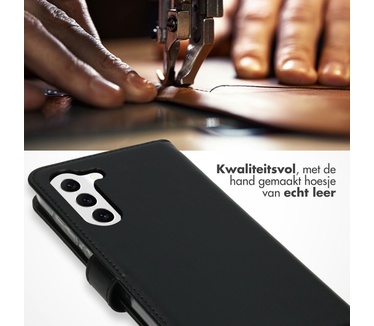 Selencia Echt Lederen Bookcase Samsung Galaxy S23 - Zwart