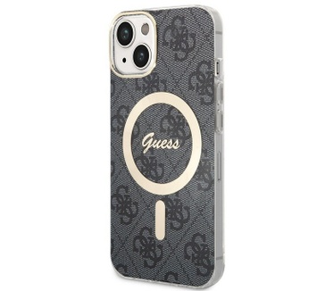 Guess 4G MagSafe Back Case - Apple iPhone 15 Plus (6.7") - Grijs Zwart