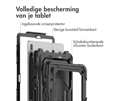 Accezz Rugged Backcover met schouderstrap Samsung Galaxy Tab S8 Plus / S7 Plus / S7 FE - Zwart