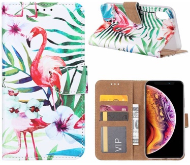 Flamingo print lederen Bookcase hoesje voor de Apple iPhone XR - Wit (Apple iPhone XR) Wit