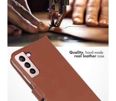 Selencia Echt Lederen Bookcase Samsung Galaxy S22 Plus - Lichtbruin