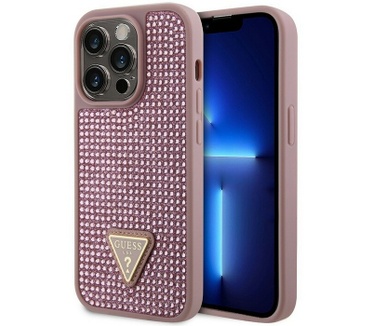Guess Rhinestones Back Case Apple iPhone 15 Pro Max (6.7") Roze Roze
