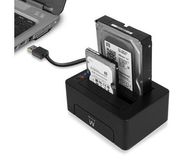 Ewent Dual Docking Station USB 3.1 Gen1 (USB3.0) voor 2.5 en 3.5 inch SATA HDD/SSD Zwart