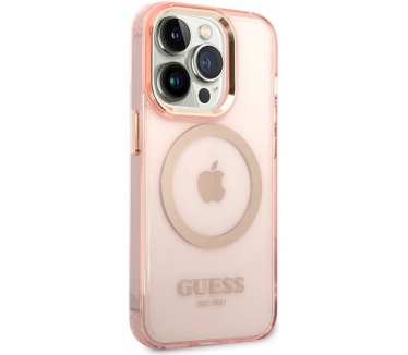 Guess Translucent MagSafe Back Case iPhone 14 Pro (6.1") - Roze Roze