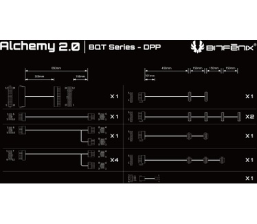 BitFenix Alchemy 2.0 PSU Cable Kit - BQT-Series DPP (Wit/Zwart) Wit, Zwart