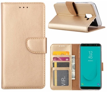 Luxe Lederen Bookcase hoesje voor de Samsung Galaxy J6 2018 - Goud (Samsung Galaxy J6 2018) Goud