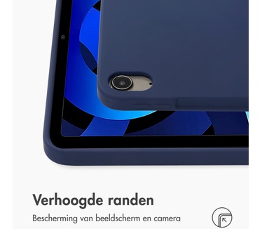 Accezz Liquid Silicone Backcover met penhouder iPad Air (2020 - 2022) - Donkerblauw