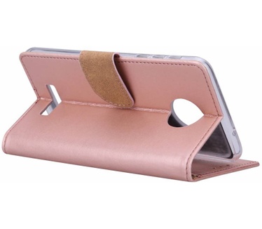 Luxe Lederen Bookcase hoesje voor de Motorola Moto X4 - Metallic Roze (Motorola Moto X4) Rosé Goud