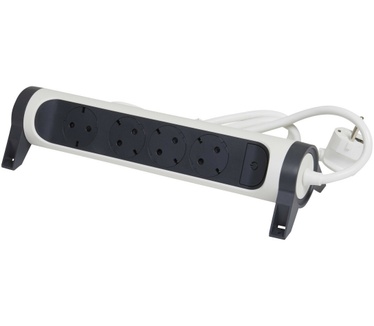 Legrand Premium contactdoos 4x2P+A met 1.5m snoer - zwart-wit