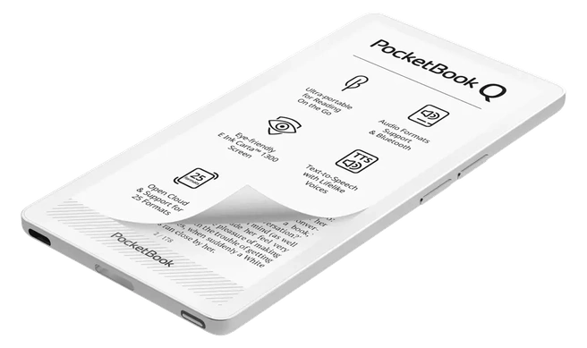 PocketBook Q, schuin. Beeld: PocketBook