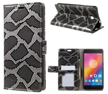 qMust Lenovo P2 Snake Skin Wallet Case - TPU frame - Grey