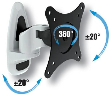 Techly Wall Mount for LED LCD TV 15-27 Tilt Swivel 1 White / Black" ICA-LCD 217