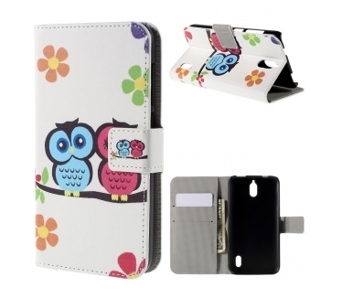 qMust Huawei Y625 Wallet Case - hoesje met stand - Cute Owls