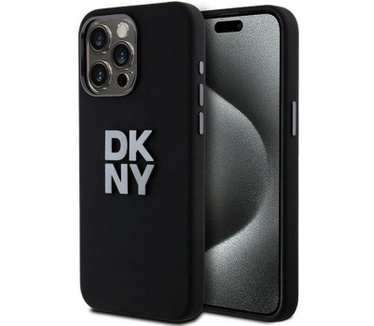 DKNY Silicone Metal Logo Back Case iPhone 15 Pro Max (6.7") Zwart Zwart