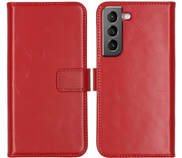 Selencia Echt Lederen Bookcase Samsung Galaxy S22 - Rood