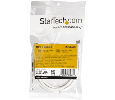 Startech.com USB-C naar USB-C kabel met 5A/100W Power Delivery M/M wit 2 m USB 2.0 USB-IF certificatie Wit