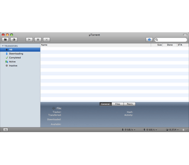 µTorrent Mac screenshot (481 pix)