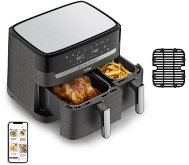 Tefal Easy Fry & Grill Dual EY905B 8.3L XXL heteluchtfriteuse met dubbele lades zwart