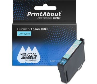 PrintAbout Huismerk Epson T0805 Inktcartridge Licht-cyaan