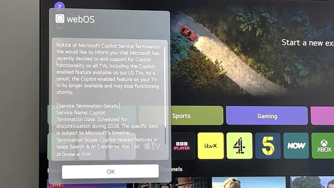 LG-tv melding Copilot