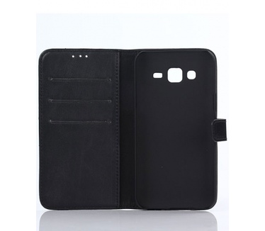 Samsung Galaxy J5 Retro Style Wallet Flip Case Zwart