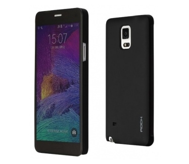 Rock Invisible View Case Samsung Galaxy Note 4 - doorzichtig flip hoesje - zwart