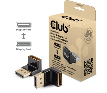 Club 3D DisplayPort Male to DisplayPort 1.4 Female 90 Degree Angled Adapter 4K120Hz M/F
