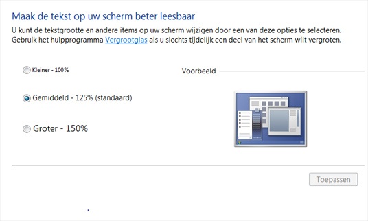 Scaling in Windows 7 op de UX31A