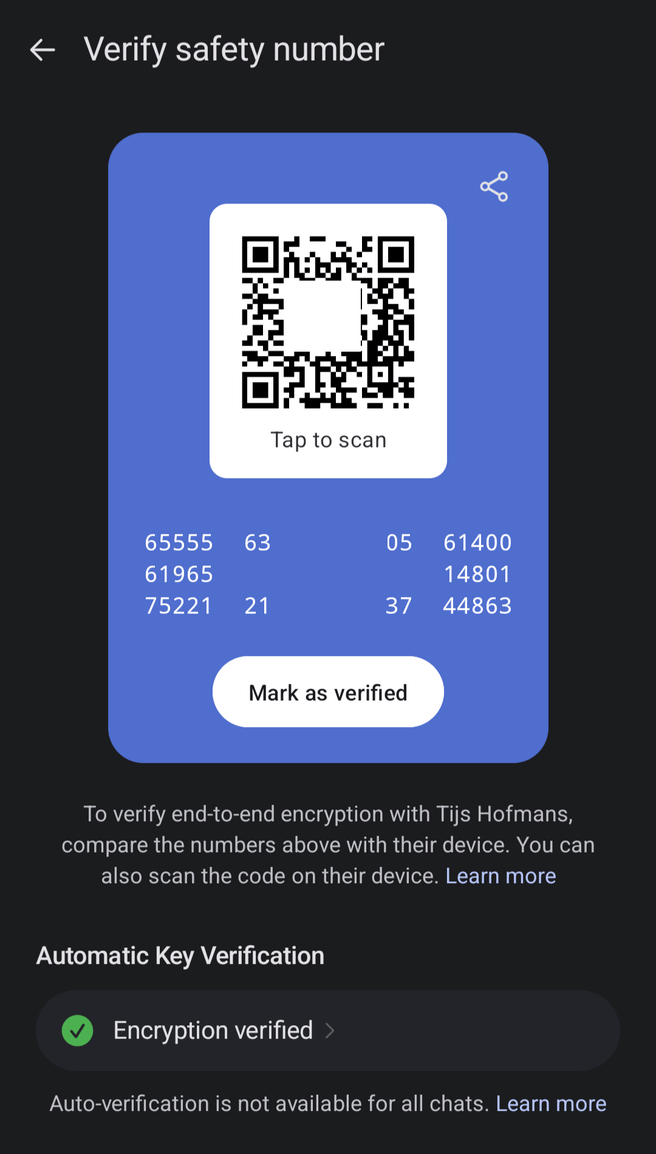 Signal key verification