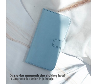Selencia Echt Lederen Bookcase iPhone 14 Plus - Air Blue