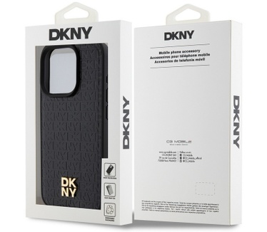 DKNY Repeat Stack Logo Back Case - iPhone 14 Pro (6.1") - Zwart Zwart