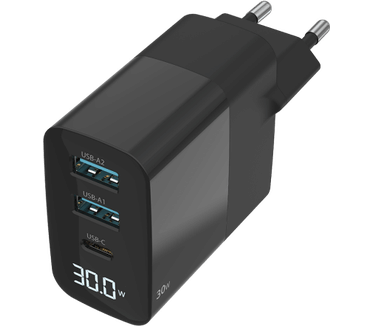 Sitecom 30 W GaN Power Delivery wandoplader met led-scherm