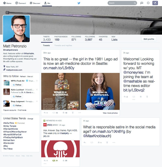 Nieuwe Twitter-profielpagina