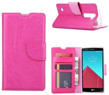 Luxe Lederen Bookcase hoesje voor de LG G4 Mini Compact - Roze (LG G4 Mini Compact) Roze