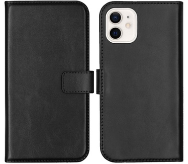 Selencia Echt Lederen Bookcase iPhone 12 Mini - Zwart