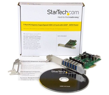 Startech.com 7-poorts PCI Express USB 3.0 kaart standard en low-profile design