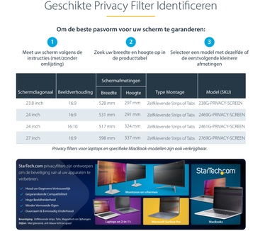 Startech.com 23.8-inch 16:9 Gold Monitor Privacy Filter, Omkeerbare Filter met Verhoogde Privacy, Glanzende Computer Security Filter, Verwijderbare Monitor Screen Protector, +/- 30&deg;