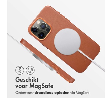 Accezz MagSafe Leather Backcover iPhone 15 Pro Max - Bruin