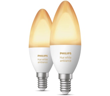 Philips Hue White ambiance Losse Kaarslamp E14, zonder Bluetooth, 6W verbruik, Duopak