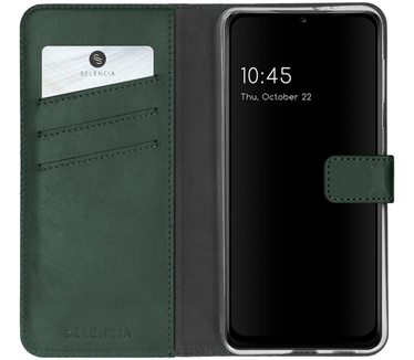 Selencia Echt Lederen Bookcase Samsung Galaxy A22 (5G) - Groen