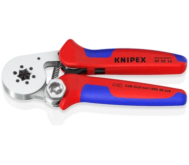 Knipex Zelfinstellende krimptang voor adereindhulzen met zij-invoering verchroomd met meer-componenten greep 180 mm, 97 55 14