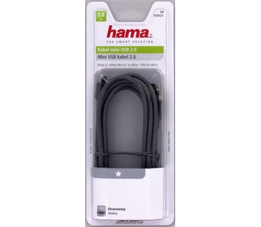 Hama USB 2.0 Connection Cable, A-plug - mini B-plug (B5Pin), 1.8 m, grey