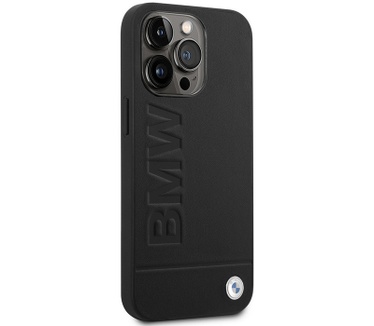 BMW Signature Leather Back Case iPhone 15 Pro Max (6.7") - Zwart Zwart