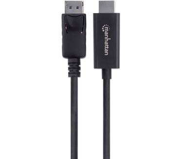 Manhattan DisplayPort to HDMI Cable, 4K, 3m, Male to Male, 4K@60Hz (3840 x 2160 at 60Hz), Black