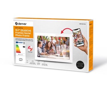 Denver PFF-1037 white Digitale WiFi-fotolijst 25.7 cm 10.1 inch Energielabel: B (A - G) 1280 x 800 Pixel 16 GB Wit