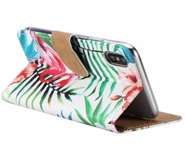 Flamingo print lederen Bookcase hoesje voor de Apple iPhone X - Wit (Apple iPhone X) Wit