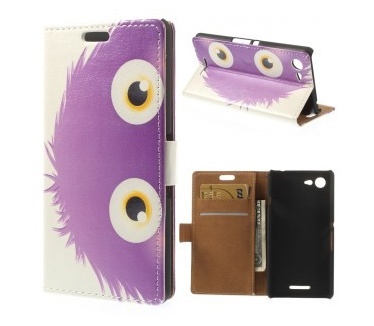 qMust Sony Xperia E3 Wallet Case met stand (Purple Cartoon)