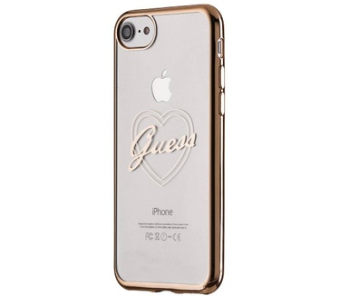Guess Originele Heart Signature Transparant Hard TPU Back Cover Hoesje voor de Apple iPhone 7 / 8 - Goud (iPhone 7 / 8) Goud